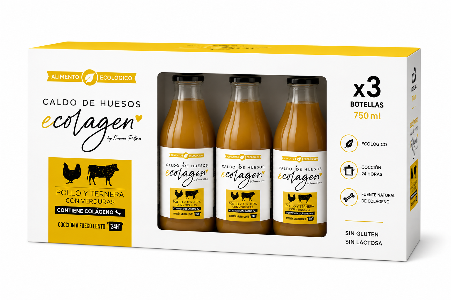 Caldo Huesos de Pollo y Ternera con verduras ecológico Ecolagen 1L