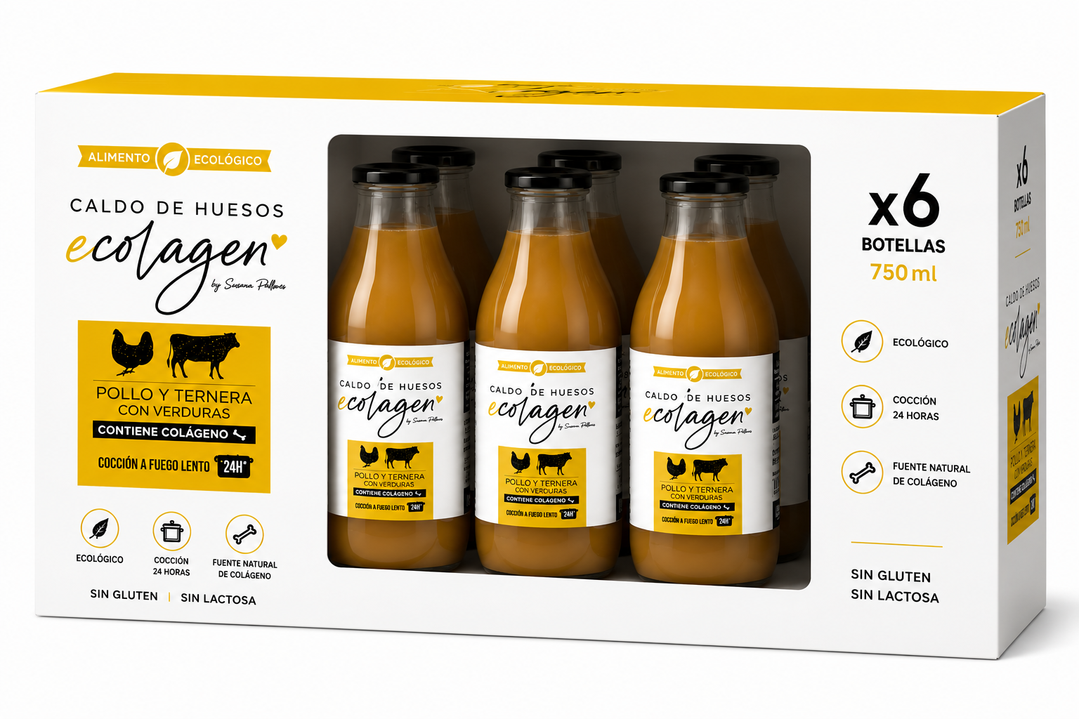 Caldo Huesos de Pollo y Ternera con verduras ecológico Ecolagen 1L