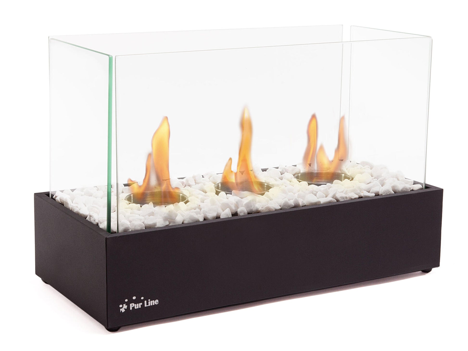 Chimenea De Etanol De Sobremesa En Metal Negro Y Con Triple Llama Nympha Plus Purline_0