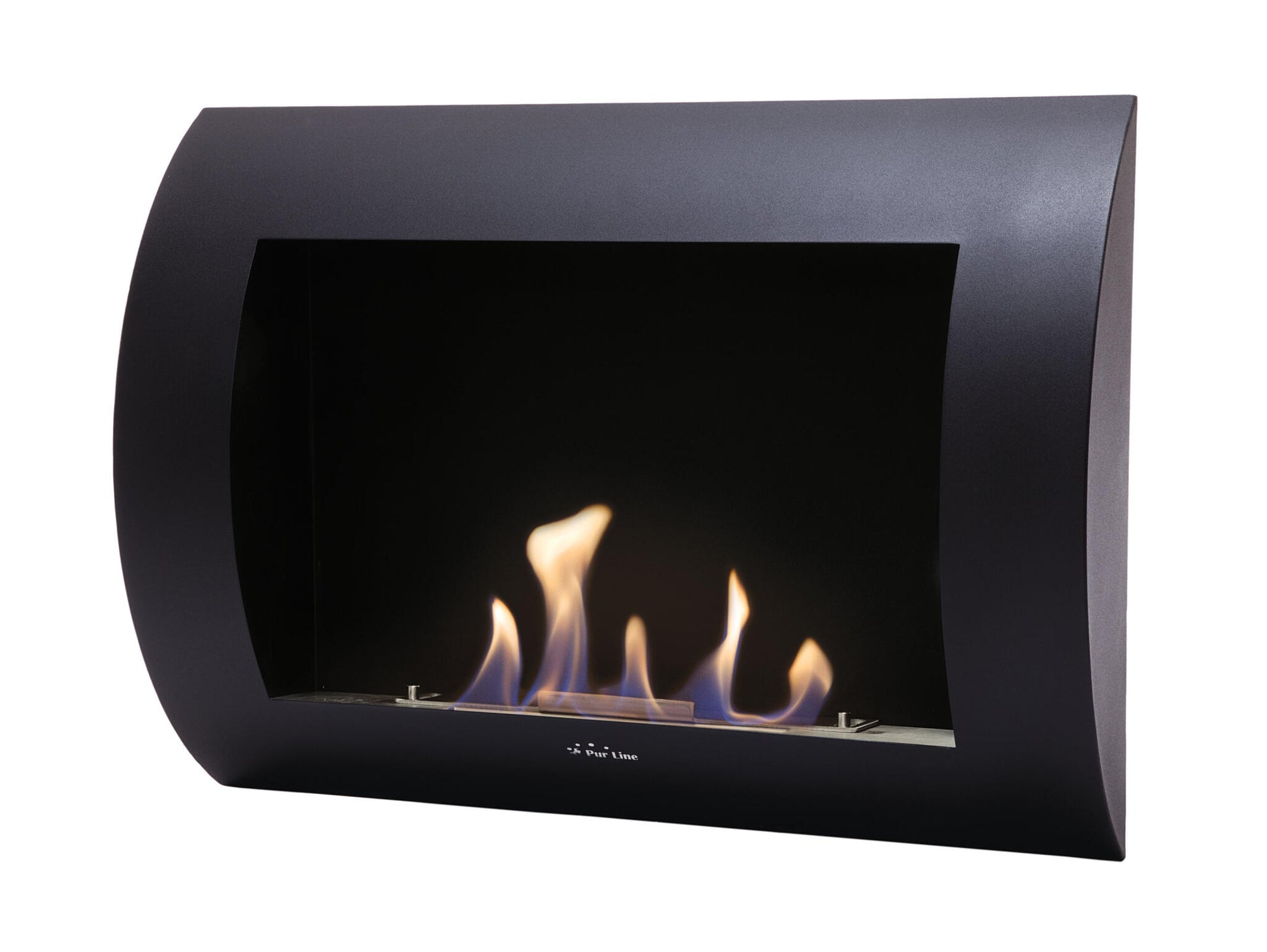 Chimenea De Etanol Mural De Acero Lacado En Negro Inox-clasic B Purline_0