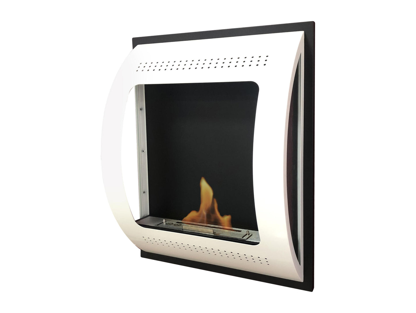 Chimenea De Etanol Mural Diseño Moderno En Acero Blanco Helena Purline_0