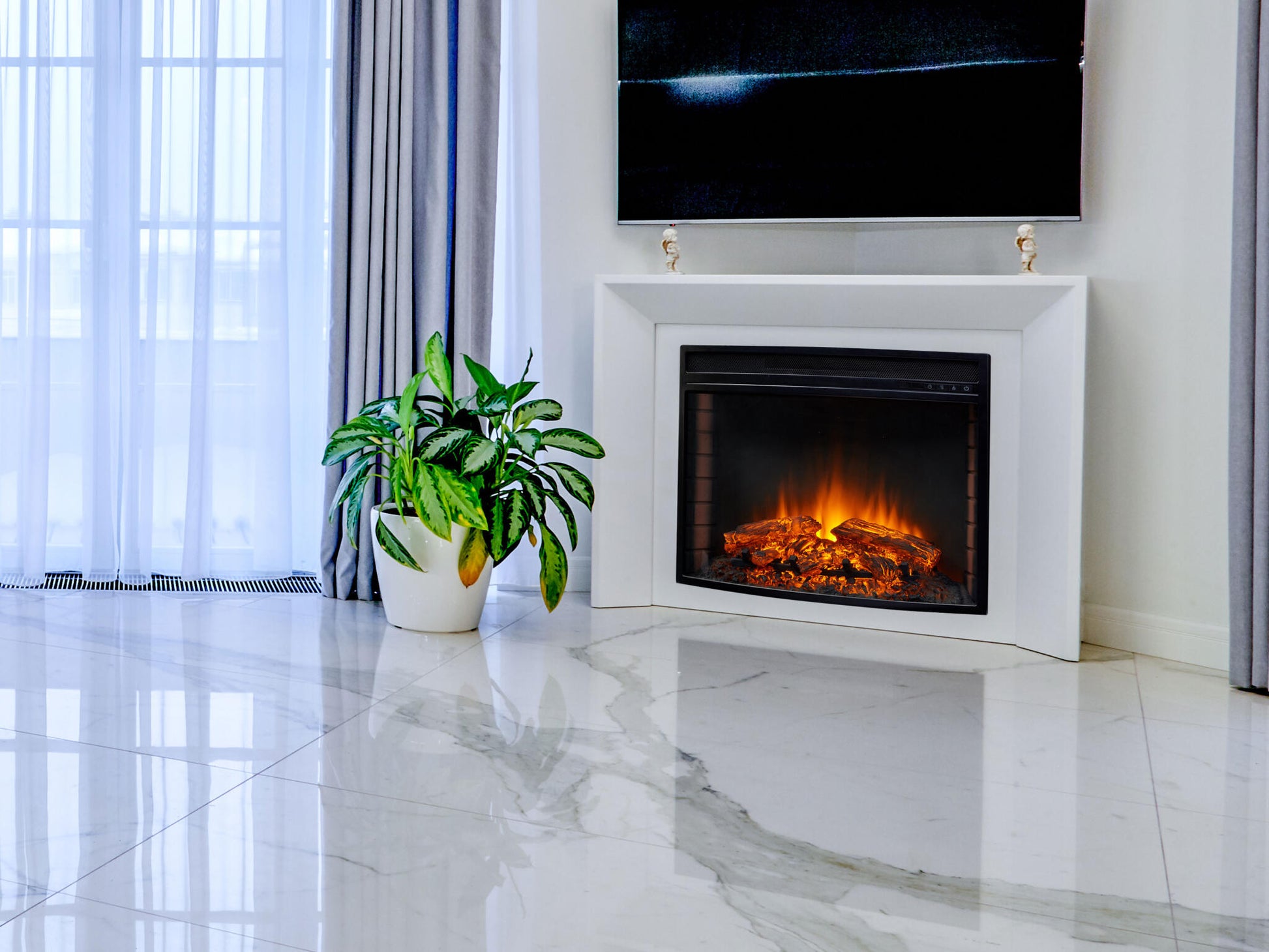 Chimenea Eléctrica 2kw En Cristal Templado Negro Con Mando A Distancia Y Llama Regulable Che-630 Purline_3