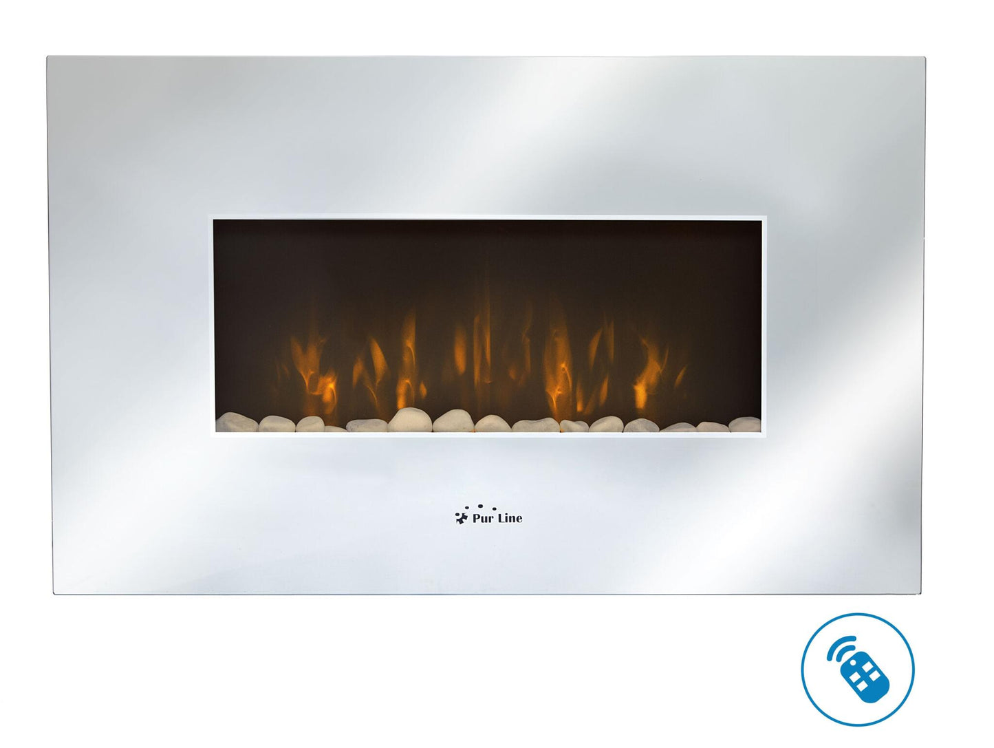 Chimenea Eléctrica Mural 2kw En Cristal Templado Con Efecto Espejo Che-450 Purline_1