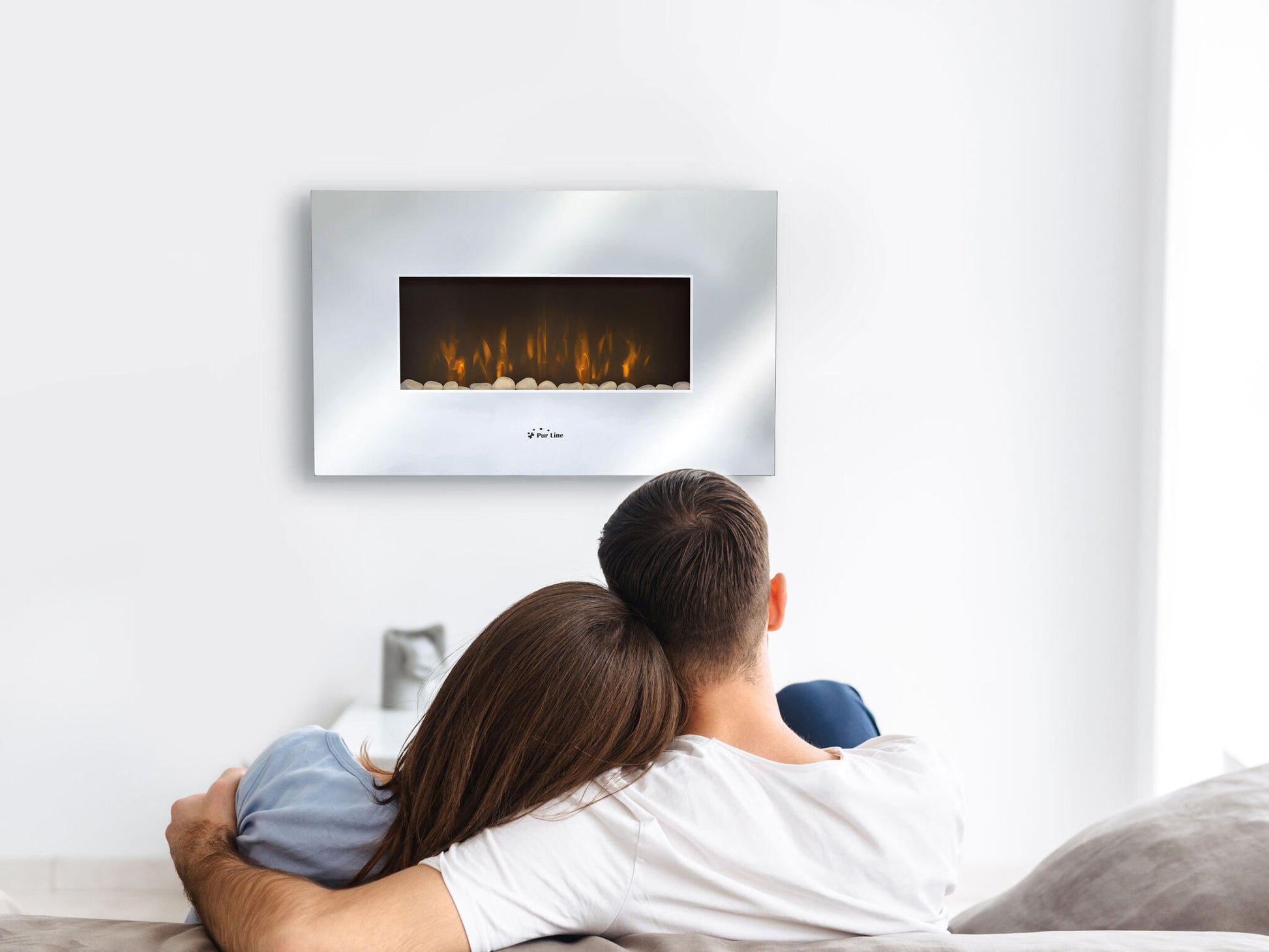 Chimenea Eléctrica Mural 2kw En Cristal Templado Con Efecto Espejo Che-450 Purline_3