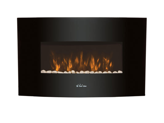 Chimenea Eléctrica Mural 2kw En Cristal Templado Negro Con Mando A Distancia Che-440 Purline_0