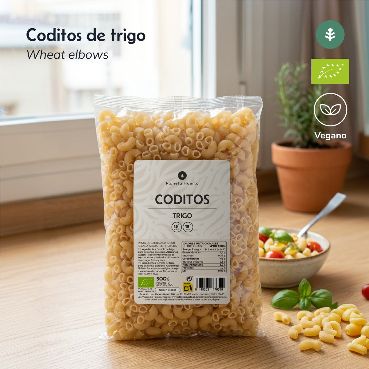 Coditos de trigo ECO Planeta Huerto 500gr