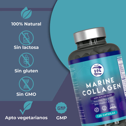 Colageno Marino Con Acido Hialuronico Con Vitamina C - 120 Capsulas - Para Articulaciones, Huesos, Piel, Cabello_3