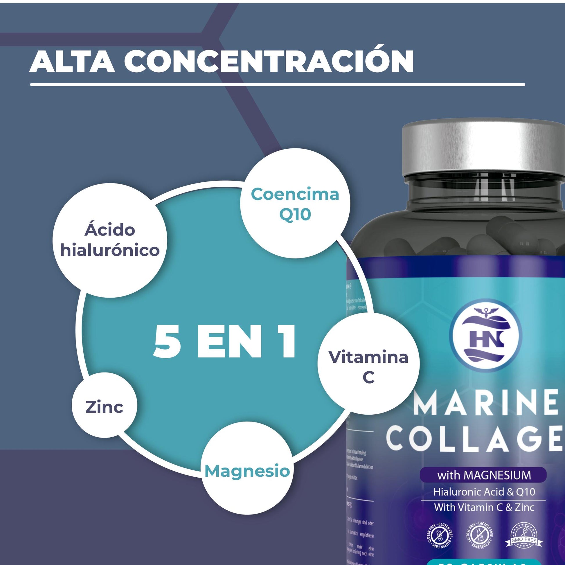 Colageno Marino Con Acido Hialuronico Con Vitamina C - 50 Capsulas - Para Articulaciones, Huesos, Piel, Cabello_2