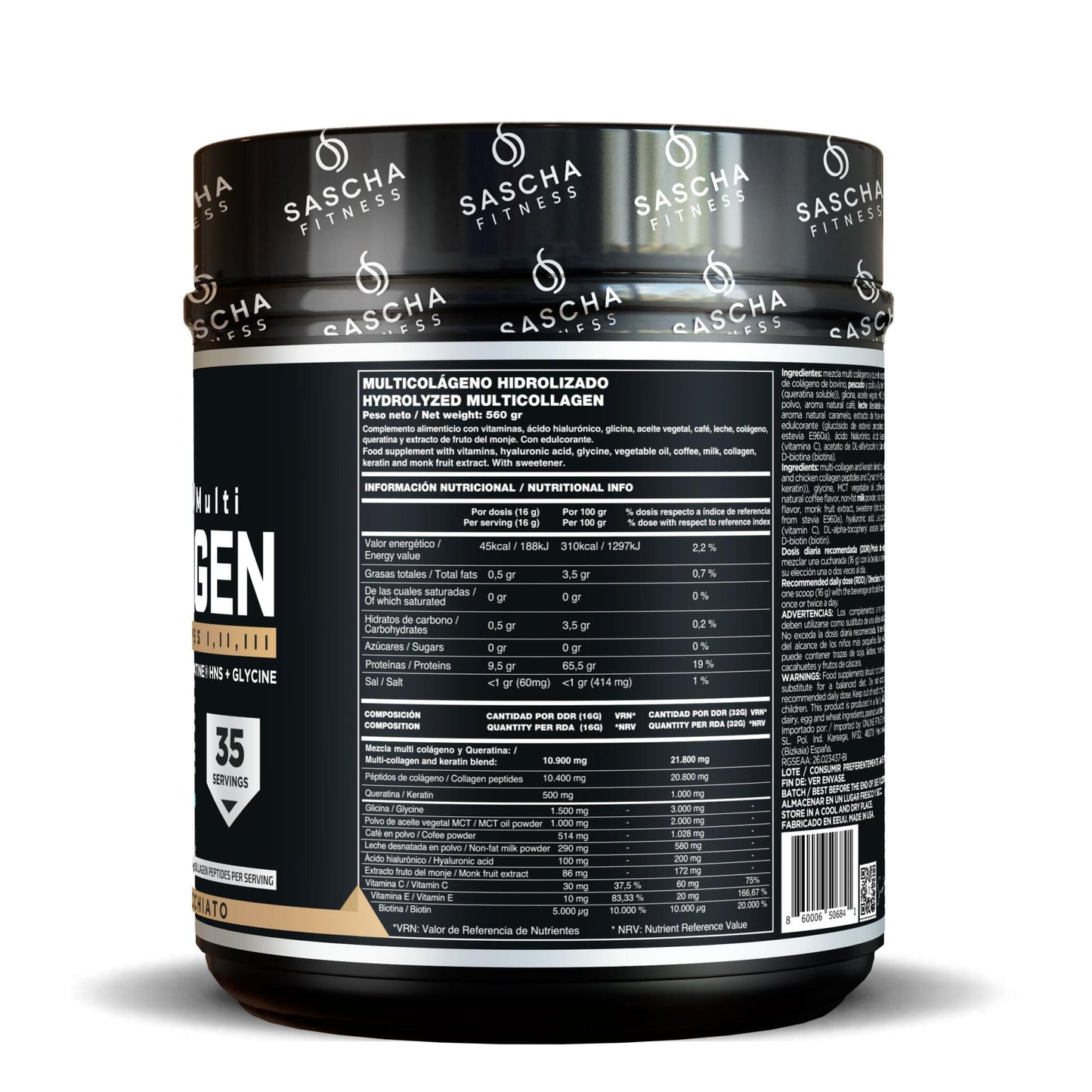 Colágeno Multi Hidrolizado Sabor Caramel Macchiato - Sascha Fitness España_1