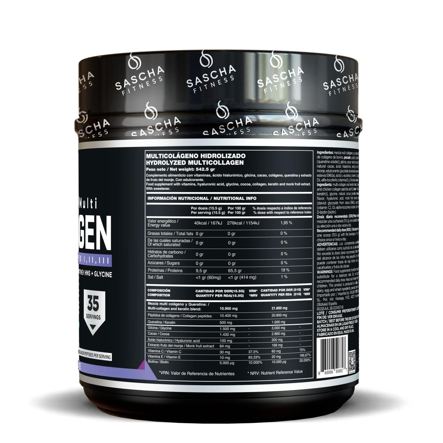 Colágeno Multi Hidrolizado Sabor Chocolate - Sascha Fitness España_1