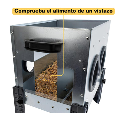 Comedero Para Gallinas Robust® | Tolva Antidesperdicio De Acero Galvanizado Para Exterior | Altura Regulable (12kg)_2