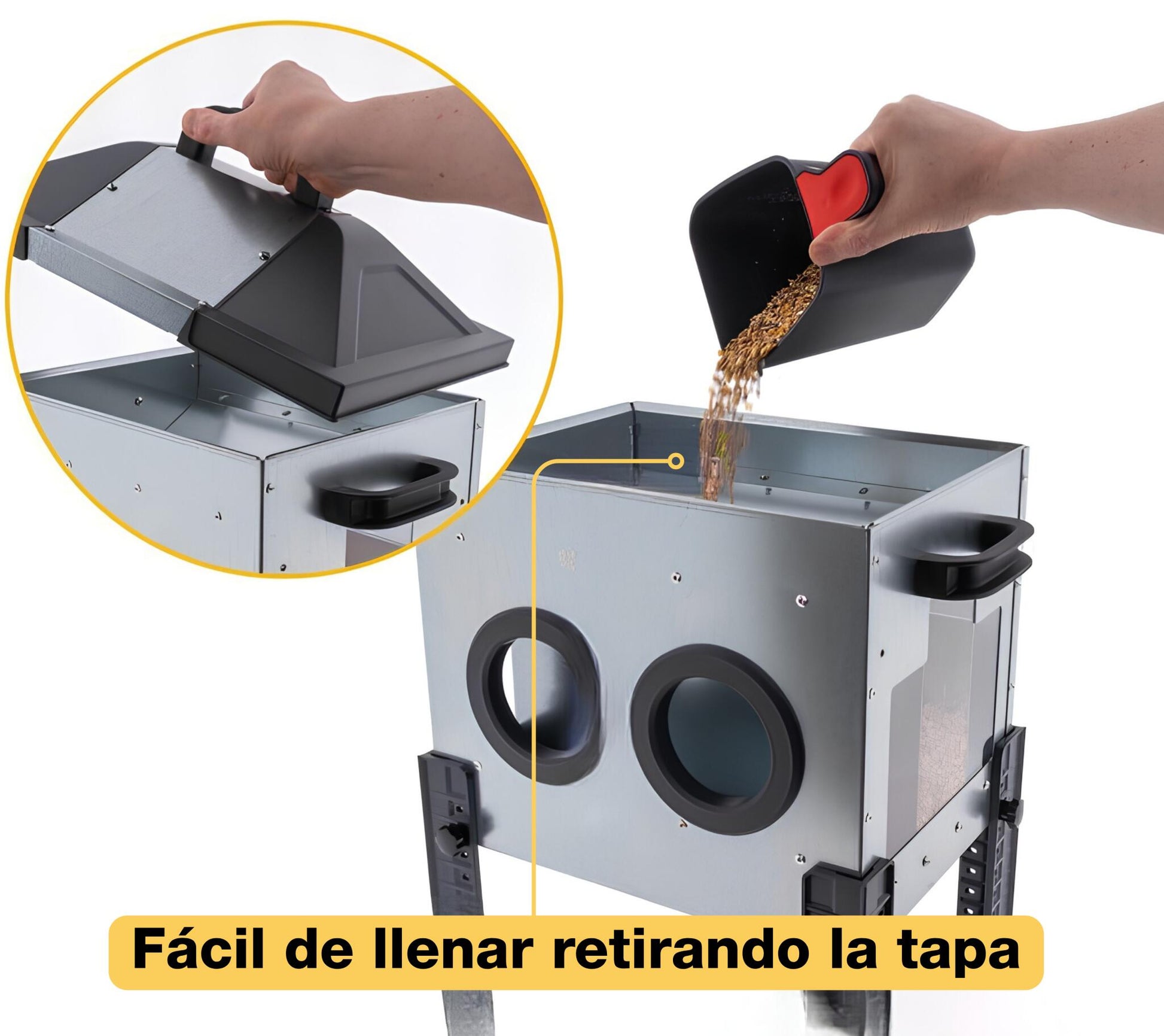 Comedero Para Gallinas Robust® | Tolva Antidesperdicio De Acero Galvanizado Para Exterior | Altura Regulable (12kg)_3