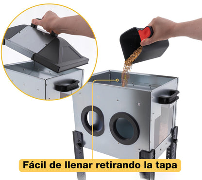 Comedero Para Gallinas Robust® | Tolva Antidesperdicio De Acero Galvanizado Para Exterior | Altura Regulable (12kg)_3