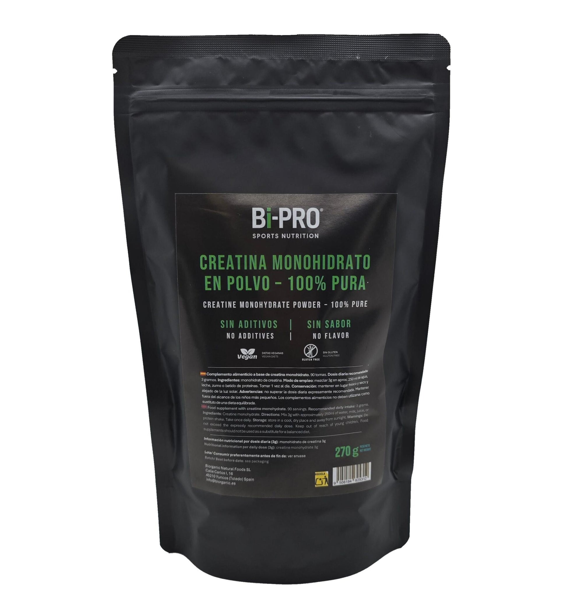 Creatina Monohidrato micronizada 270g 100% pura_0