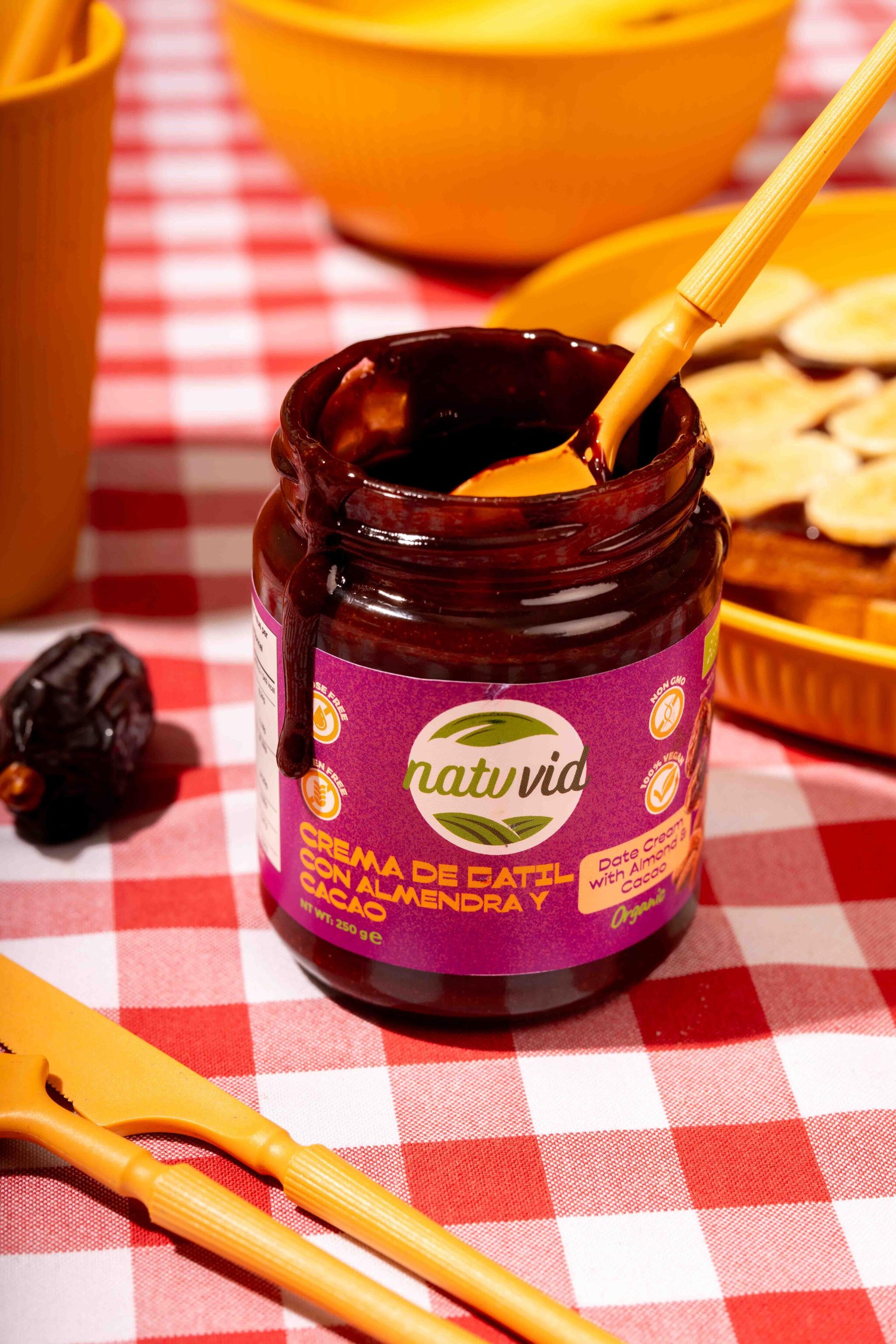 Crema de Dátil con Almendra y Cacao BIO Natuvid | 250gr | Vegana, Sin Gluten y Sin Lactosa | NON-GMO_1