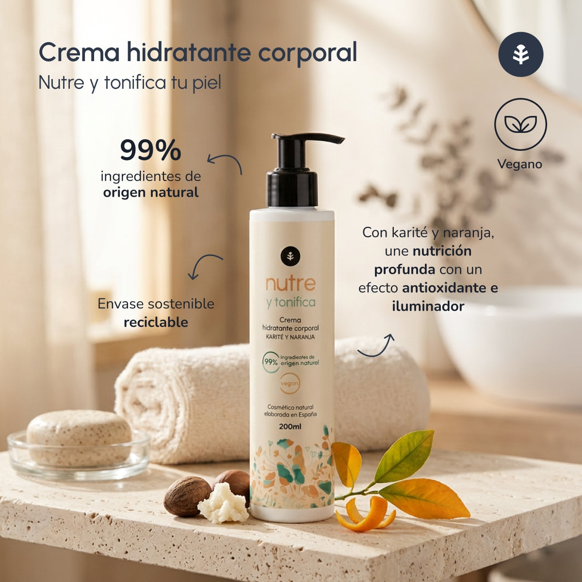 Crema hidratante corporal Karité y Naranja Planeta Huerto 200 ml