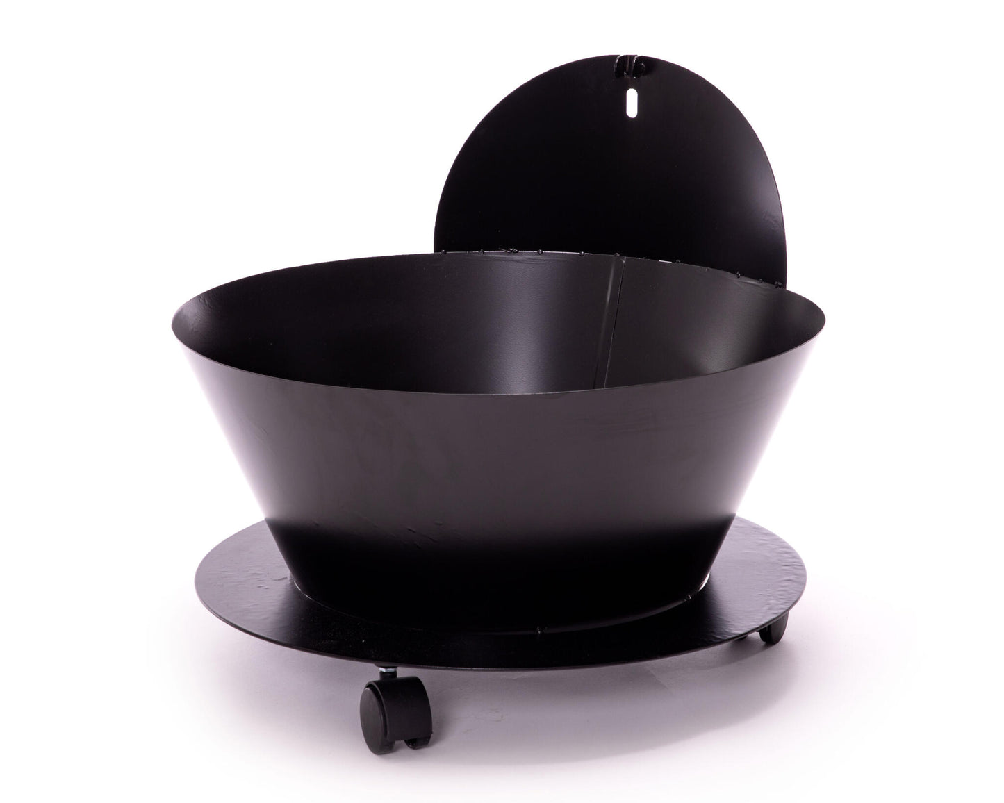 Cubo porta leña con tapa y ruedas en acero negro_3