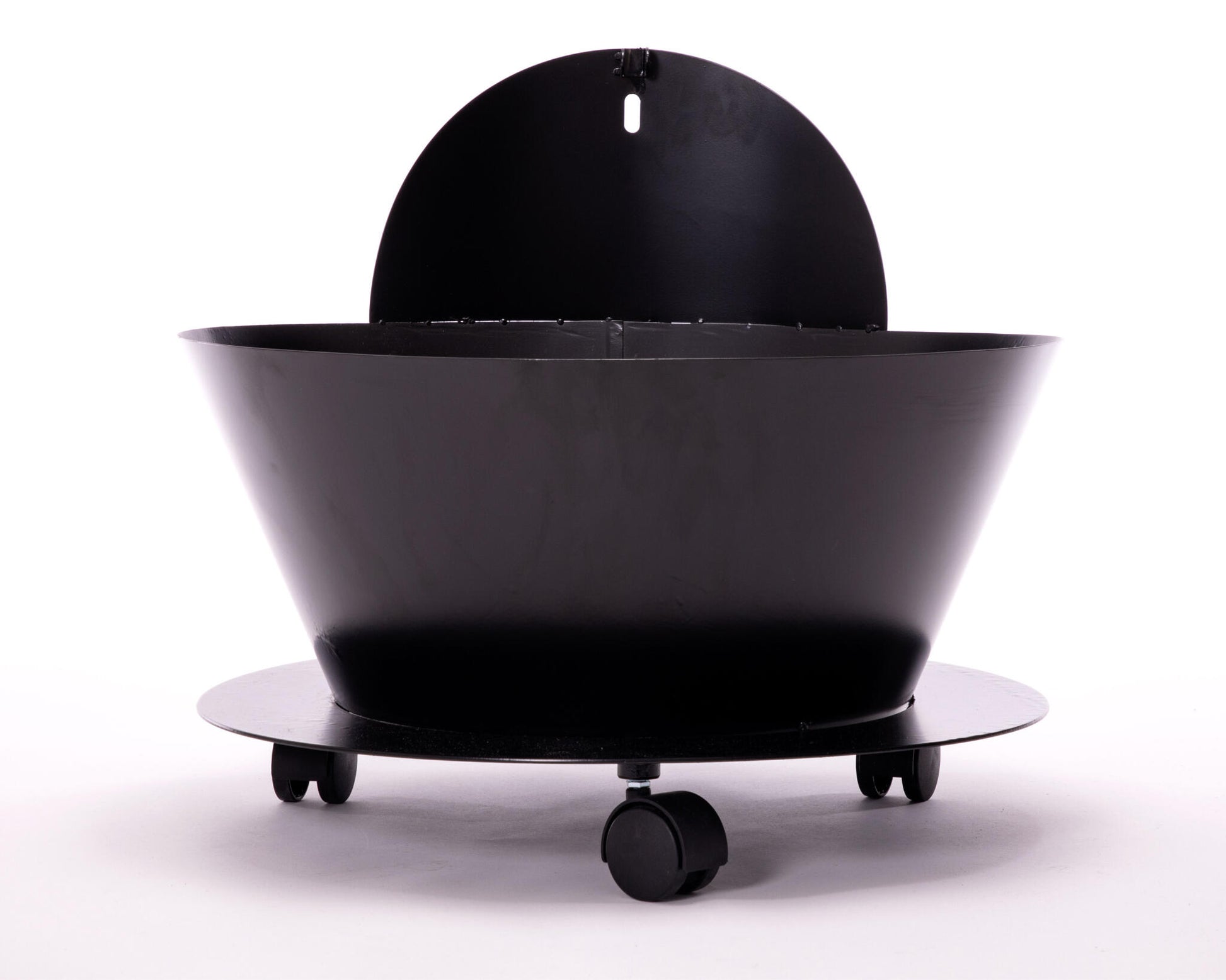 Cubo porta leña con tapa y ruedas en acero negro_4