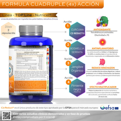 Curcuma C3 Plus Patentada C3 Reduct® + Boswelia Serrata - 120 Cápsulas - Nutricel_1