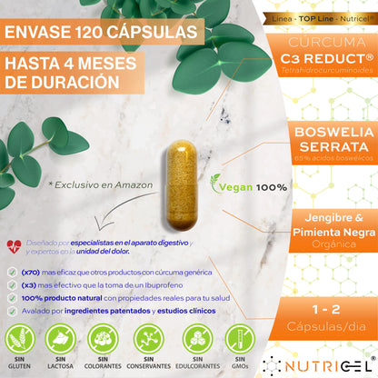Curcuma C3 Plus Patentada C3 Reduct® + Boswelia Serrata - 120 Cápsulas - Nutricel_3
