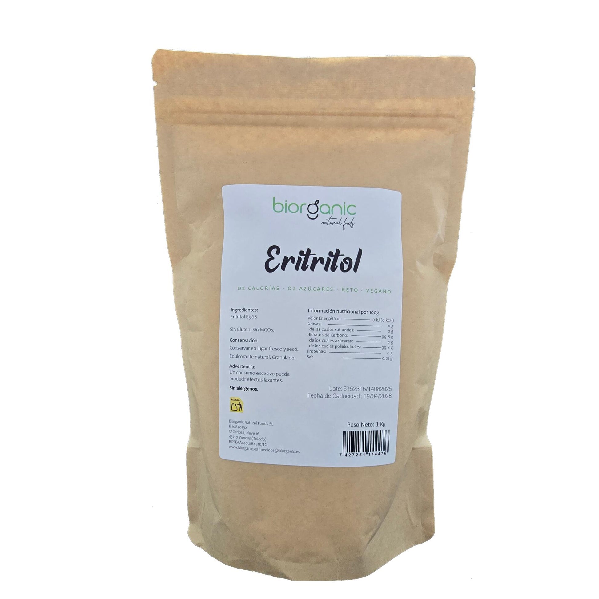 Eritritol Europeo, 1kg - 100% Puro – Biorganic_0