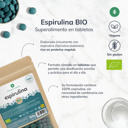 Espirulina 500mg BIO Planeta Huerto 300 tabletas