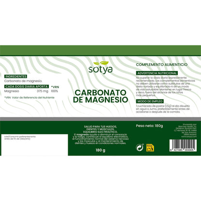 Carbonato Magnesio Natural Sotya 180 Gr
