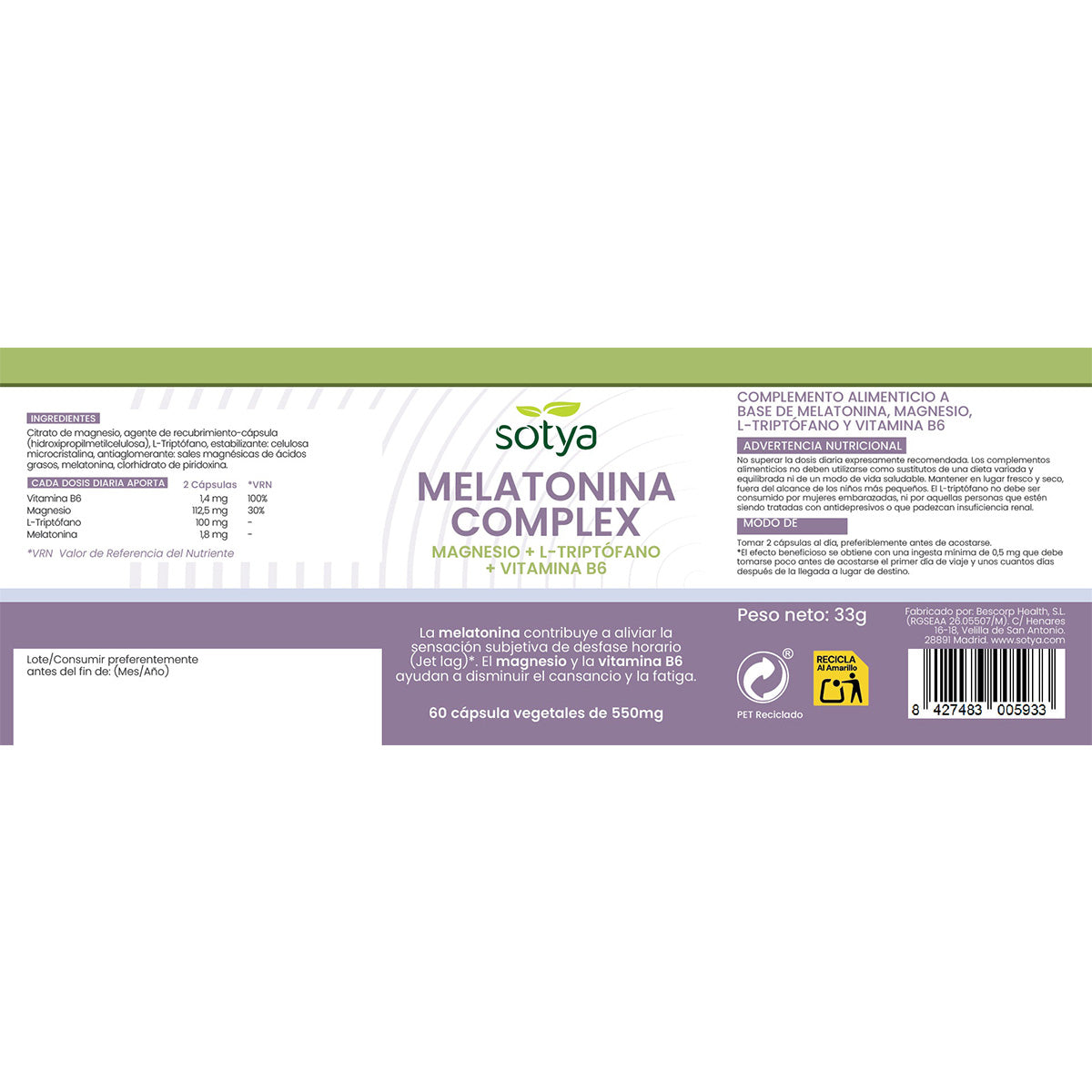 Melatonina Complex Sotya 60 Caps