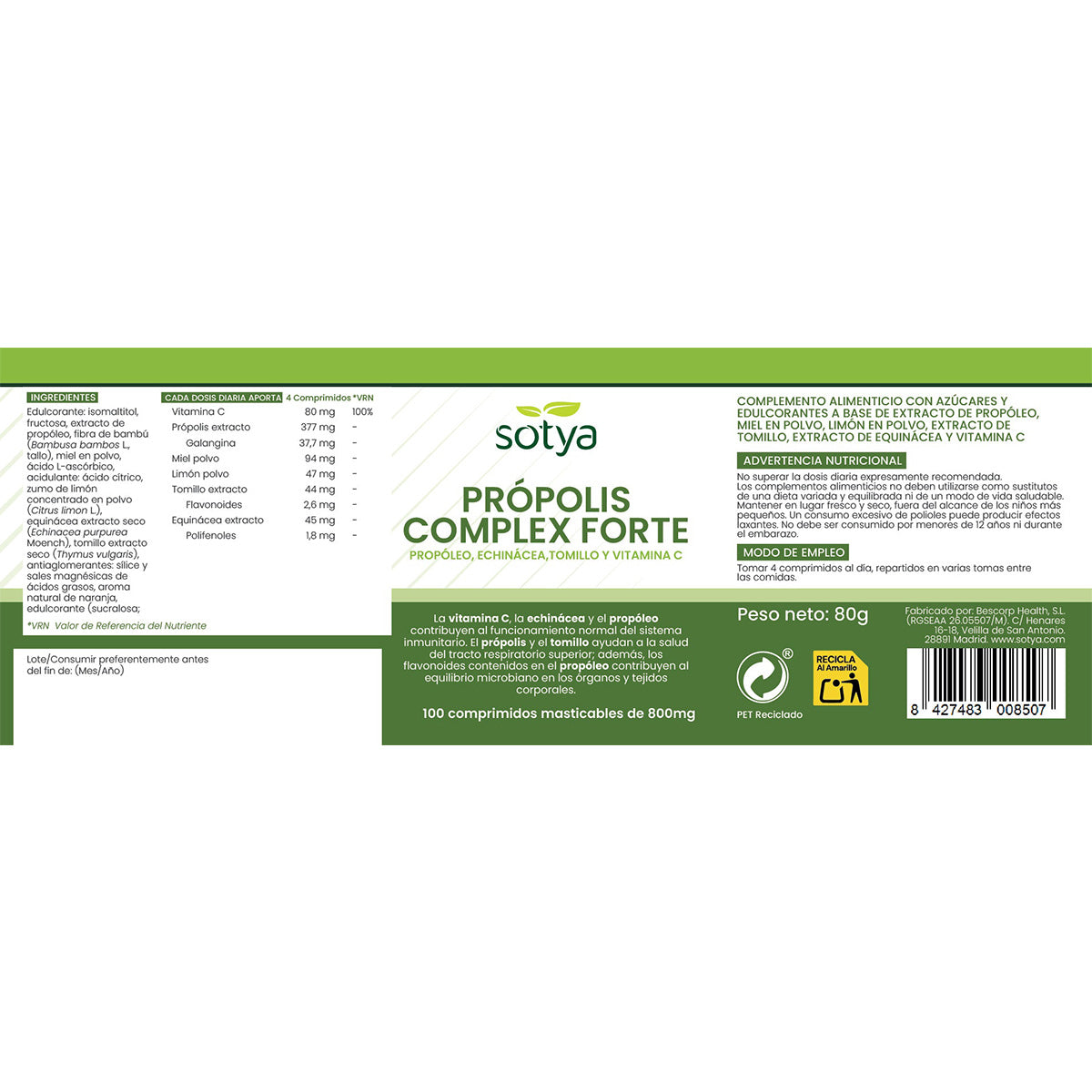 Propolis forte Sotya 100 comprimidos