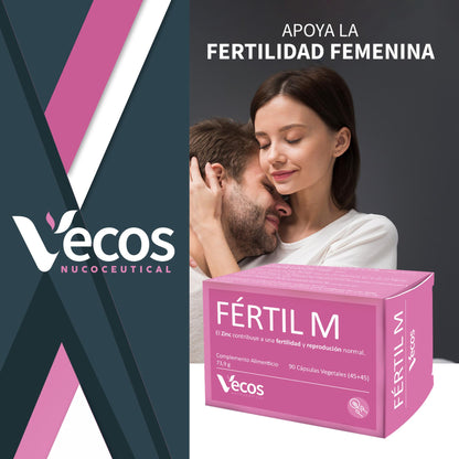 Fértil M VECOS (45+45 cápsulas) | Fertilidad femenina, preconcepción y regulador hormonal | Inositol y Folato | CoQ10+B6_1