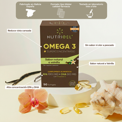 Omega 3 Superconcentrado Blíster Vainilla Nutricel 90 perlas