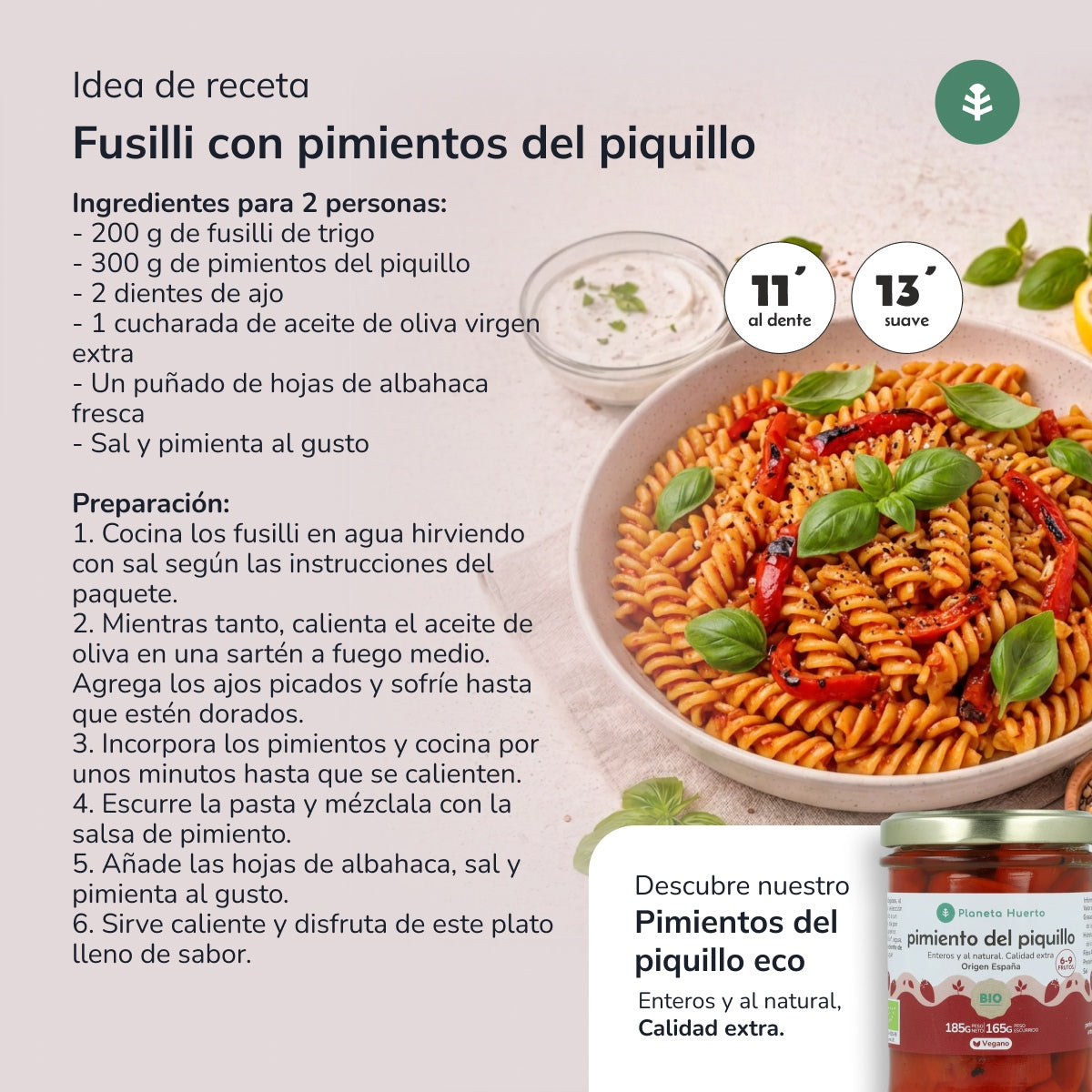 Fusilli de trigo ECO Planeta Huerto 5 Kg