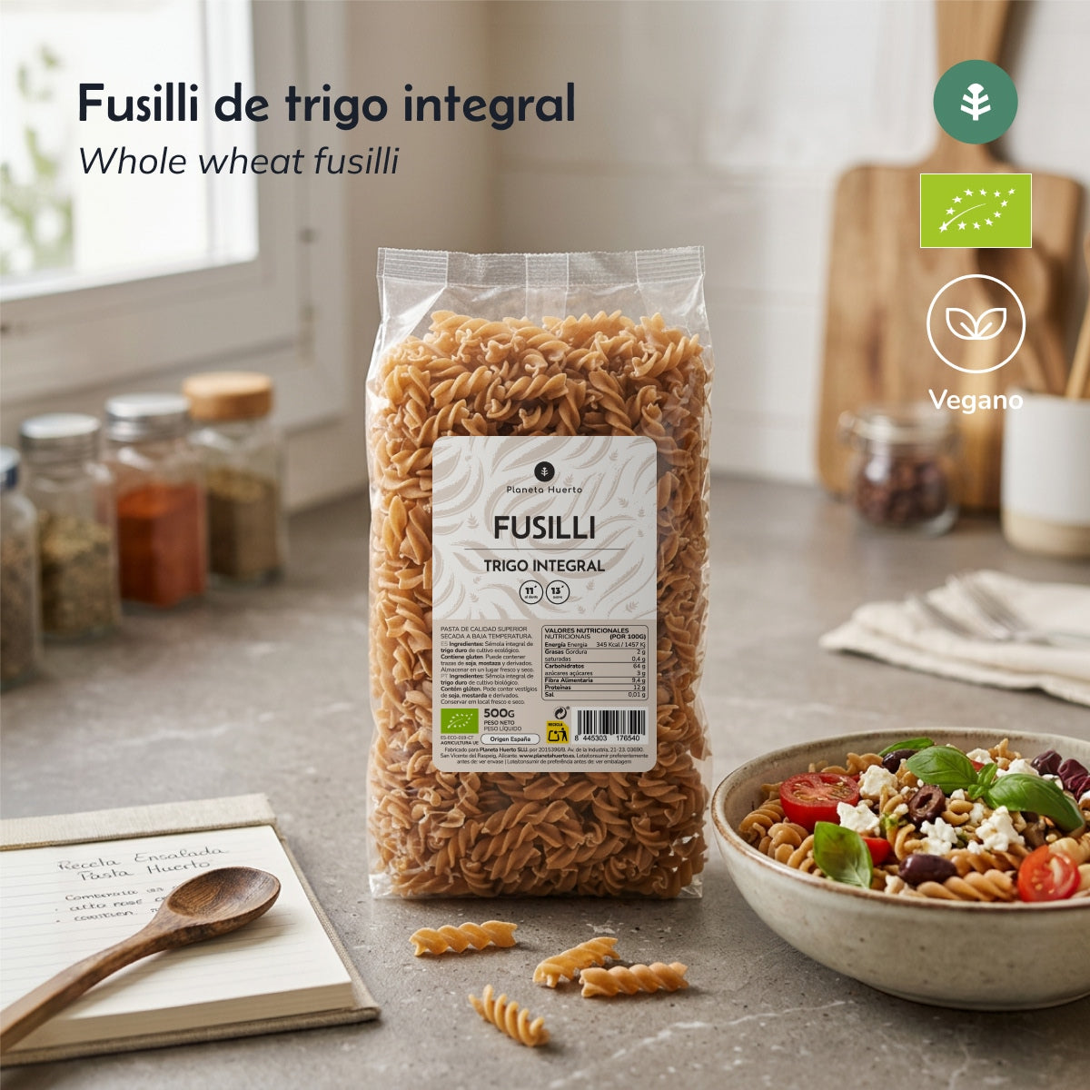 Fusilli de trigo integral ECO Planeta Huerto 500gr