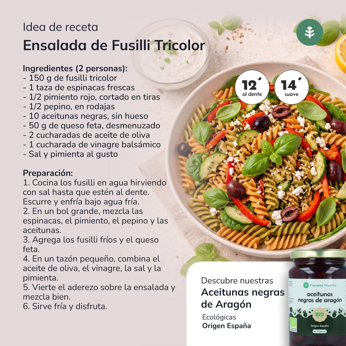 Fusilli tricolor ECO Planeta Huerto 500 g