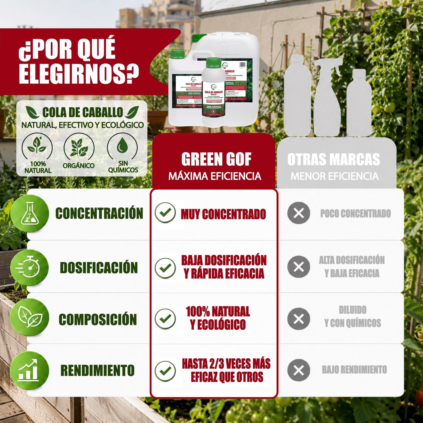 GREEN GOF Cola De Caballo, 20L. Fungicida, Bioestimulante, Orgánico y 100% Natural. Preventivo y Curativo._3