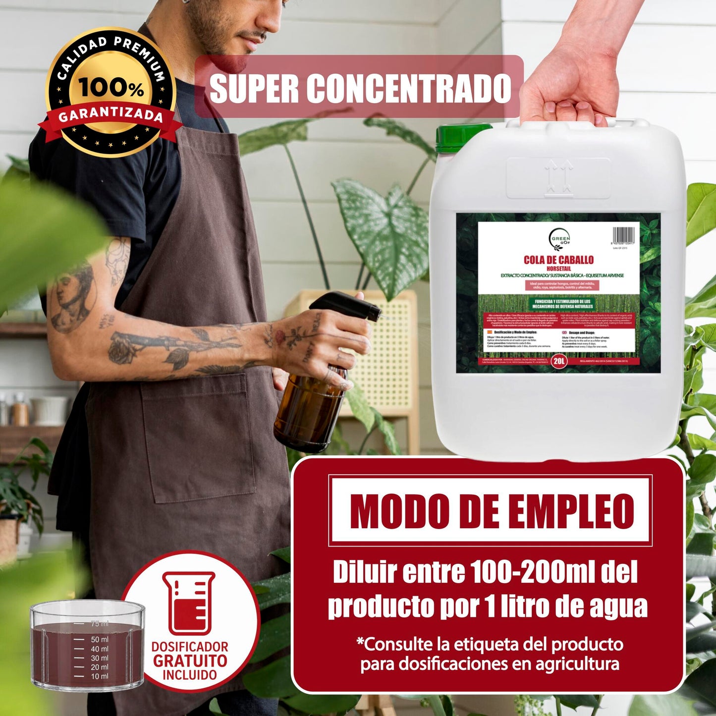 GREEN GOF Cola De Caballo, 20L. Fungicida, Bioestimulante, Orgánico y 100% Natural. Preventivo y Curativo._4