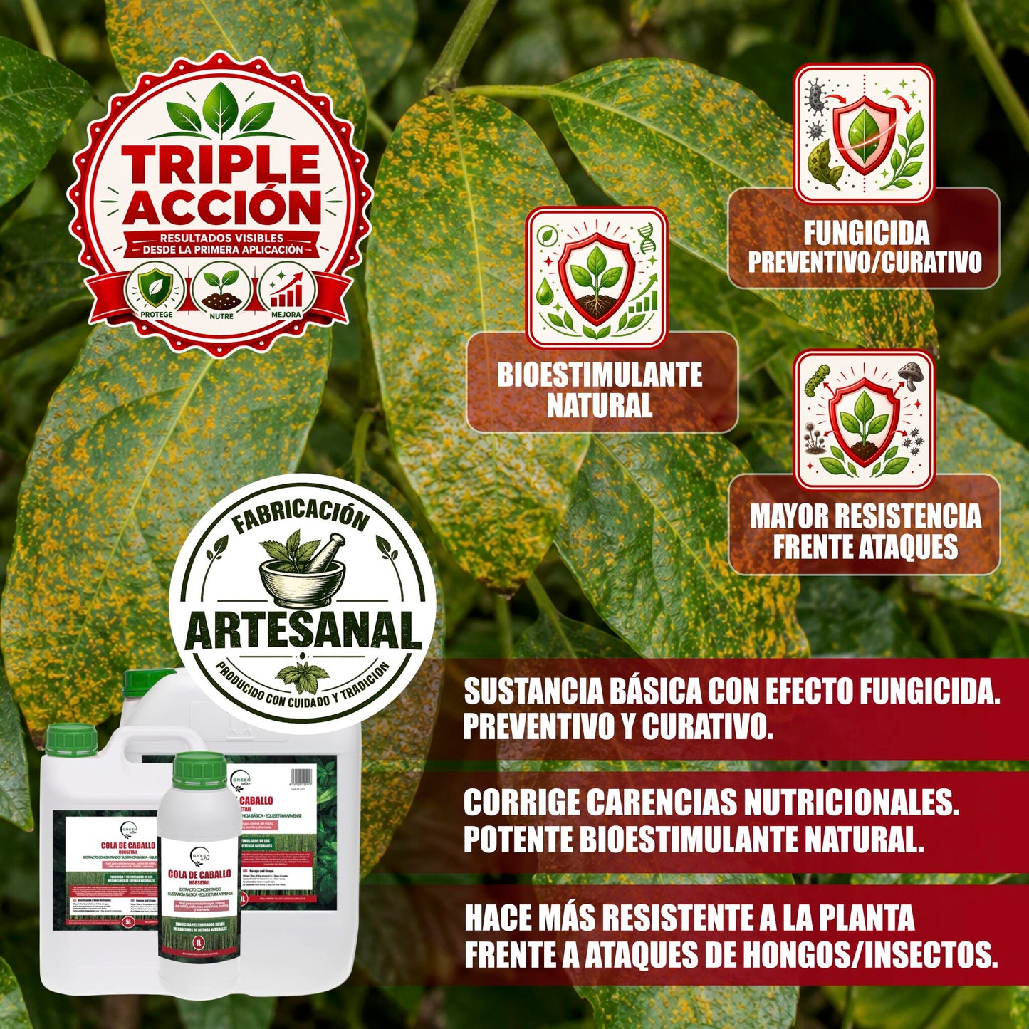 GREEN GOF Cola De Caballo, 20L. Fungicida, Bioestimulante, Orgánico y 100% Natural. Preventivo y Curativo._2