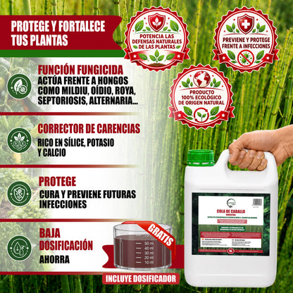 GREEN GOF Cola De Caballo,5L. Fungicida, Bioestimulante, Orgánico y 100% Natural. Preventivo y Curativo._1