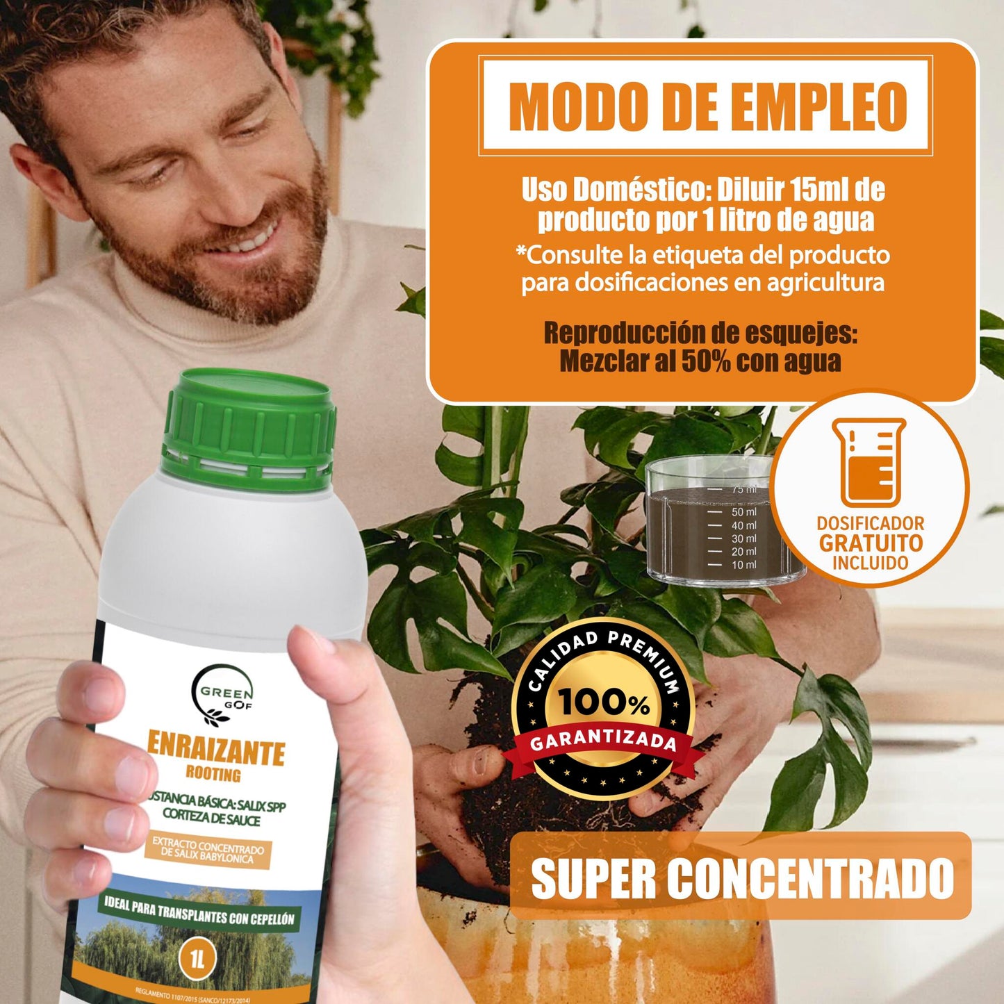 GREEN GOF Enraizante Líquido, 1L. Orgánico con Hormonas Naturales. Estimula y Aumenta el Crecimiento de Raíces._4
