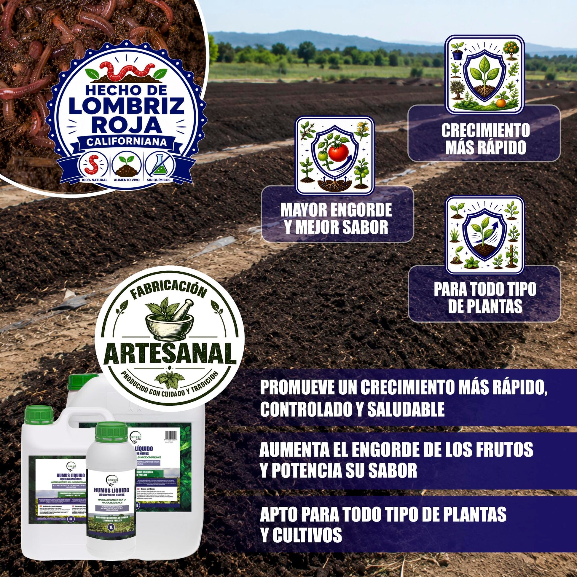 GREEN GOF Humus Líquido De Lombriz Premium 1l. Enriquecido Con Leonardita Y Melaza. Fertilizante Rico En Microorganismos_2