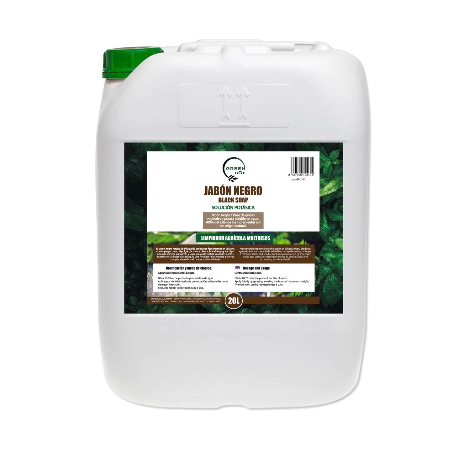 GREEN GOF Jabón Potásico Premium, 20L. Concentrado - Hongos Y Plagas - Actúa Por Contacto._0