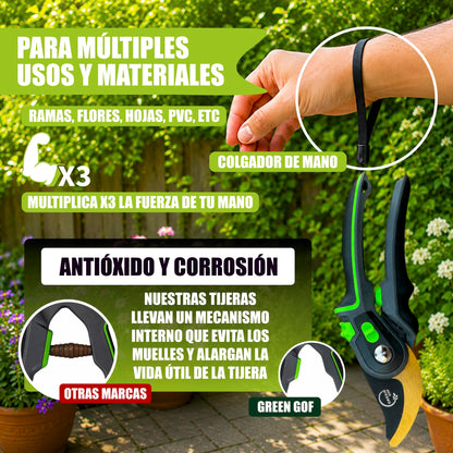 GREEN GOF Tijeras De Podar Profesionales Premium, Hoja De Titanio Y Acero Japonés Sk5, Cortes De Hasta 35 Mm._3