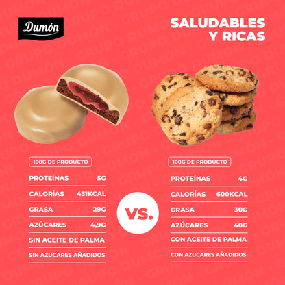 Galleta De Cacahuete Con Mermelada De Fresa- Dumón, Snack Proteico Sin Azúcares Añadidos - Pack De 14 Unidades_3
