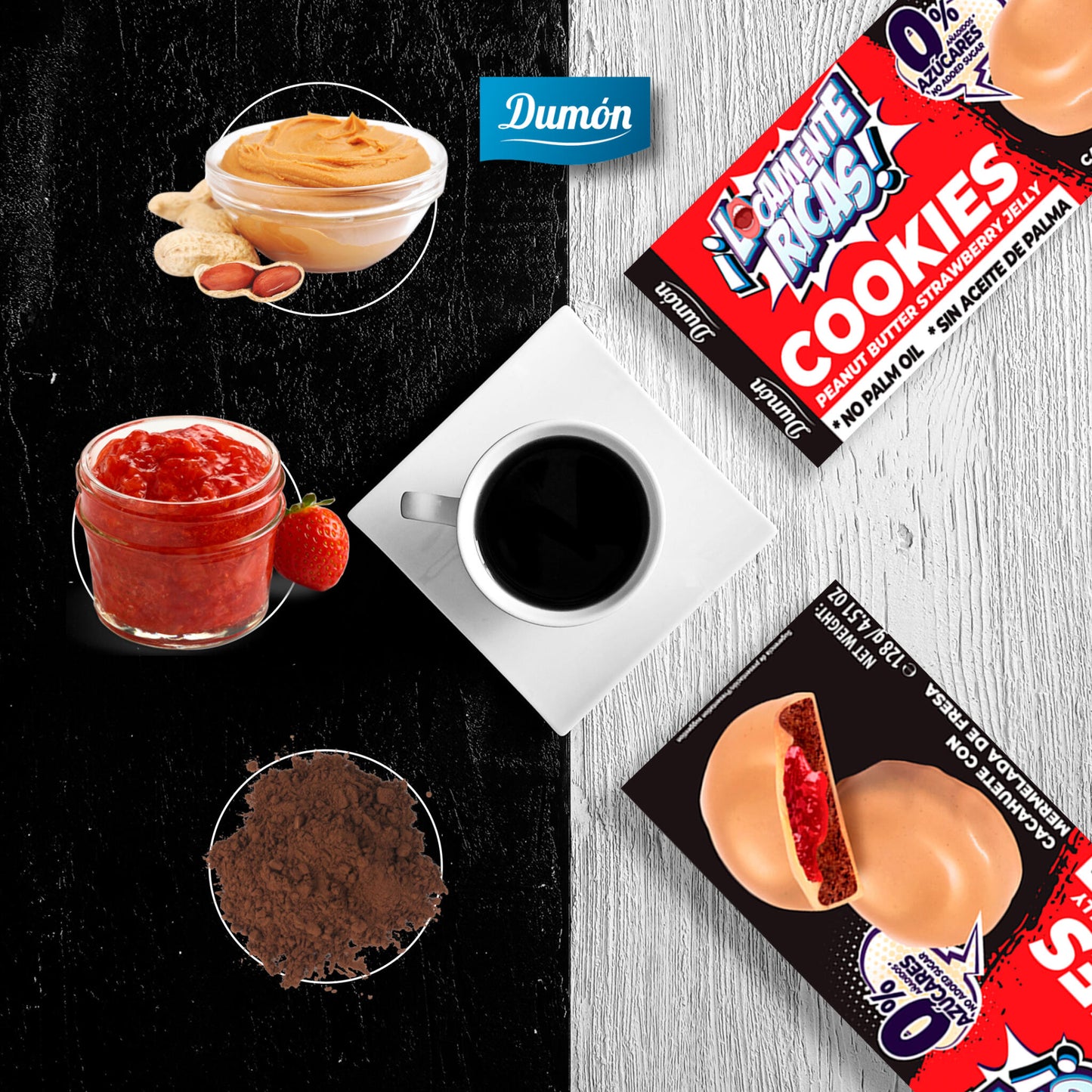 Galleta De Cacahuete Con Mermelada De Fresa- Dumón, Snack Proteico Sin Azúcares Añadidos - Pack De 14 Unidades_4