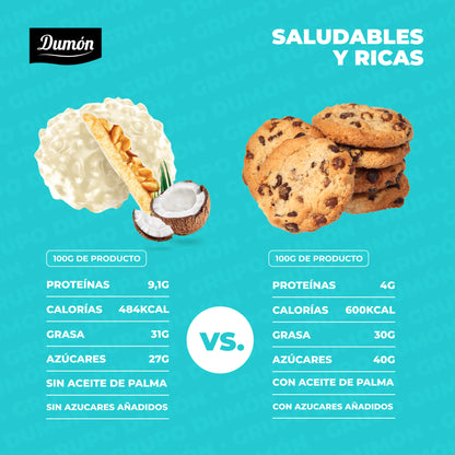Galleta De Coco, Cacahuete Y Caramelo 128gr - Dumón, Snack Proteico Sin Azúcares Añadidos - Pack De 14 Unidades_4