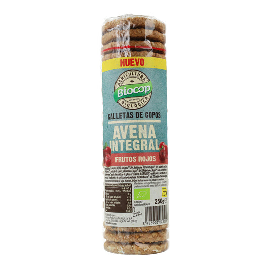 Galletas de Copos de Avena Integrales con Frutos Rojos Biocop 250g