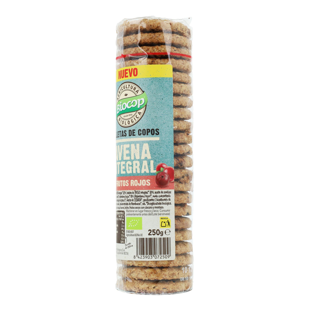 Galletas de Copos de Avena Integrales con Frutos Rojos Biocop 250g