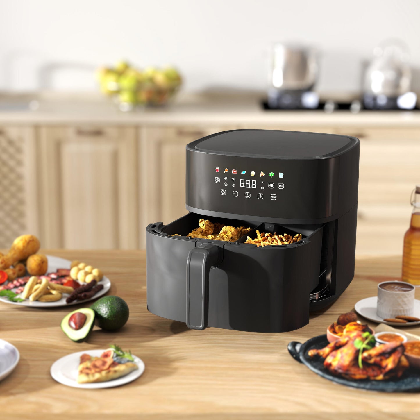 Homcom Freidora De Aire 8 L 1700 W Circulación De Aire Caliente A 360° Negro_4