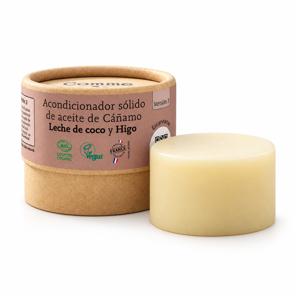 Acondicionador sólido con aceite de cáñamo Higo y Leche de Coco Comme Avant 50 g