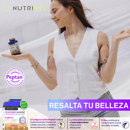 Colágeno marino Peptan® + Ácido hialurónico + CoQ10 Nutricel 120 cápsulas